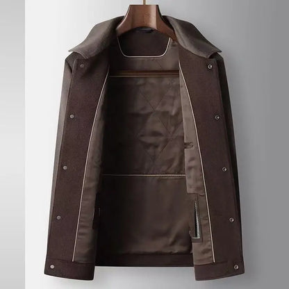 2025 Autumn/Winter New Men's Woolen Coat with 95% Wool Content, Cashmere Warmth, Light Luxury Business Leisure Woolen Coat
