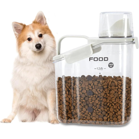 Cubo sellado para comida para mascotas, tanque de almacenamiento de comida para gatos y perros, caja de almacenamiento antimoho liofilizada, tanque de almacenamiento transparente de gran capacidad