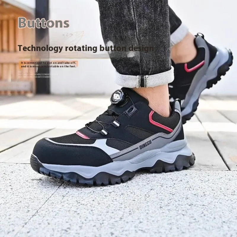 Zapatos de seguridad tipo zapatillas ligeras y transpirables con puntera de acero, diseño antiperforación, amortiguación de impactos y protección antiaplastamiento, calzado de trabajo para hombre.