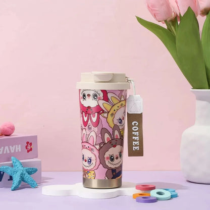 Nueva taza portátil de acero inoxidable con aislamiento, doble vaso con pajita y diseño de campanilla, regalo de gran valor estético, artículos para el hogar.
