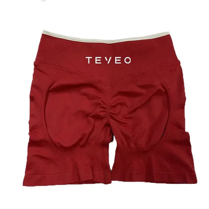 TEVEO - Pantalones cortos deportivos de yoga para mujer, pantalones deportivos elásticos para fitness y ciclismo, conjunto de sujetador de yoga corto Ignite Sculpt Scrunch, leggings