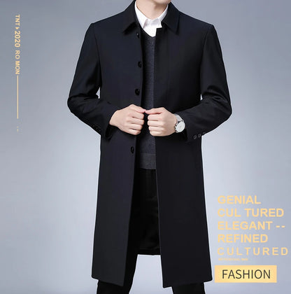 Autumn Winter Men Trench Coat Business Fashio Casual Male Jackets Slim Comfort Warm Windproof Top Trend Streetwear Outerwear New