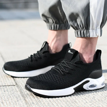 Zapatos de seguridad ligeros para hombre 2025, zapatillas de trabajo con puntera de acero, calzado de protección para hombre, antiaplastamiento, antipinchazos, zapatos indestructibles.