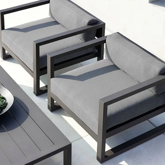Conjunto de sofás de cuatro piezas de aleación de aluminio para exteriores, juego de muebles impermeables para terraza, jardín y bar.