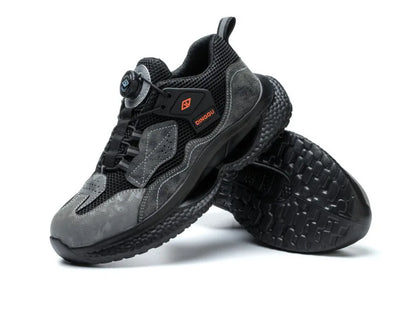 Zapatos de seguridad de trabajo con botón giratorio para hombres y mujeres, zapatos con puntera de acero, botas de seguridad indestructibles, zapatillas de trabajo protectoras ligeras.