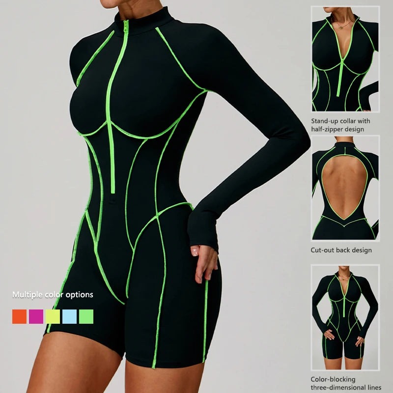 Mono deportivo de mujer Hearuisavy, de alta intensidad para fitness, casual, sin espalda, para yoga, de una pieza, de secado rápido, para gimnasio y entrenamiento.