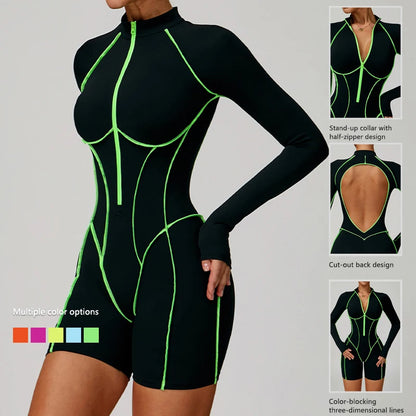 Mono deportivo de mujer Hearuisavy, de alta intensidad para fitness, casual, sin espalda, para yoga, de una pieza, de secado rápido, para gimnasio y entrenamiento.