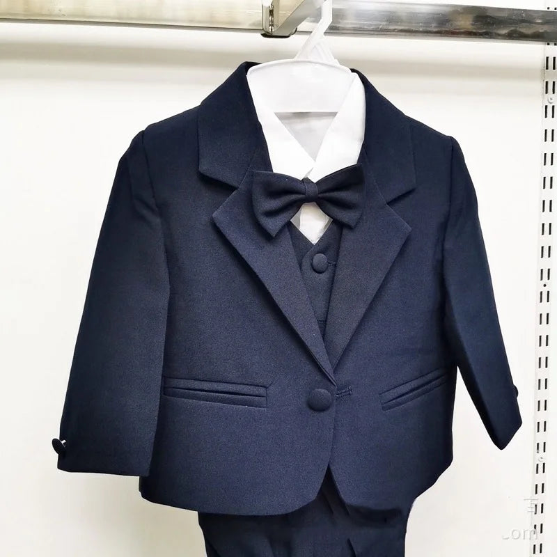 Conjunto de ropa formal de moda para bebé: chaqueta, camisa, chaleco, pajarita y pantalón, 5 piezas, para fiesta, de 0 a 2 años