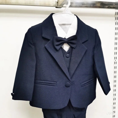 Conjunto de ropa formal de moda para bebé: chaqueta, camisa, chaleco, pajarita y pantalón, 5 piezas, para fiesta, de 0 a 2 años