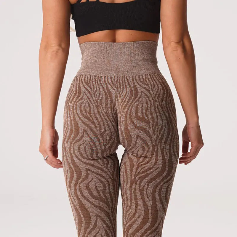 Pantalones de yoga de nueve puntos con estampado de leopardo y copos de nieve, leggings para mujer, pantalones deportivos de cintura sin costuras con estampado animal, ropa de mujer
