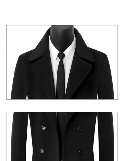 Abrigo de lana de alta calidad para jóvenes, cálido, informal, extralargo, cruzado, grueso, tallas grandes S-7XL 8XL 9XL