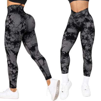 Mallas deportivas con efecto tie-dye para mujer, leggings push up para entrenamiento, leggings deportivos para mujer, pantalones de gimnasio sin costuras con efecto push-up