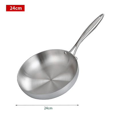 Sartén de acero inoxidable 304, antiadherente, para freír carne, sin revestimiento, para cocina de gas y de inducción.