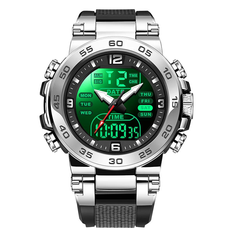 Relojes FOXBOX para hombre, marca superior, reloj de pulsera analógico digital de cuarzo de lujo para hombre, reloj luminoso con pantalla de doble horario resistente al agua para hombre