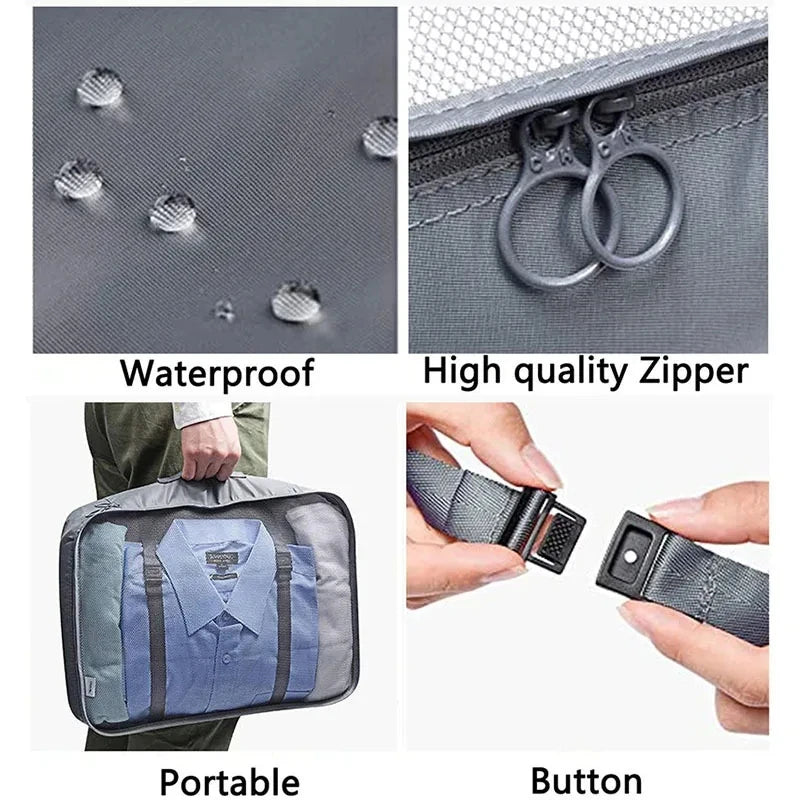 Bolsas de almacenamiento para viajes, ropa, artículos de tocador, zapatos, organizador, bolsas para dormitorios de estudiantes, bolsas para clasificar ropa, cubos de embalaje