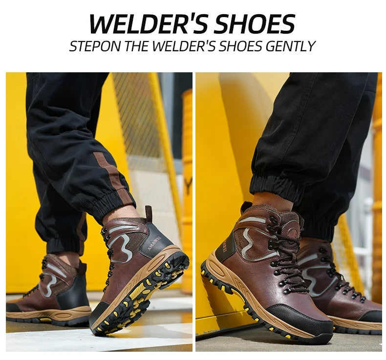 Zapatos de seguridad de caña alta para hombre, zapatos de trabajo con puntera de acero, botas de seguridad para hombre y mujer, botas de trabajo antideslizantes, impermeables e indestructibles.