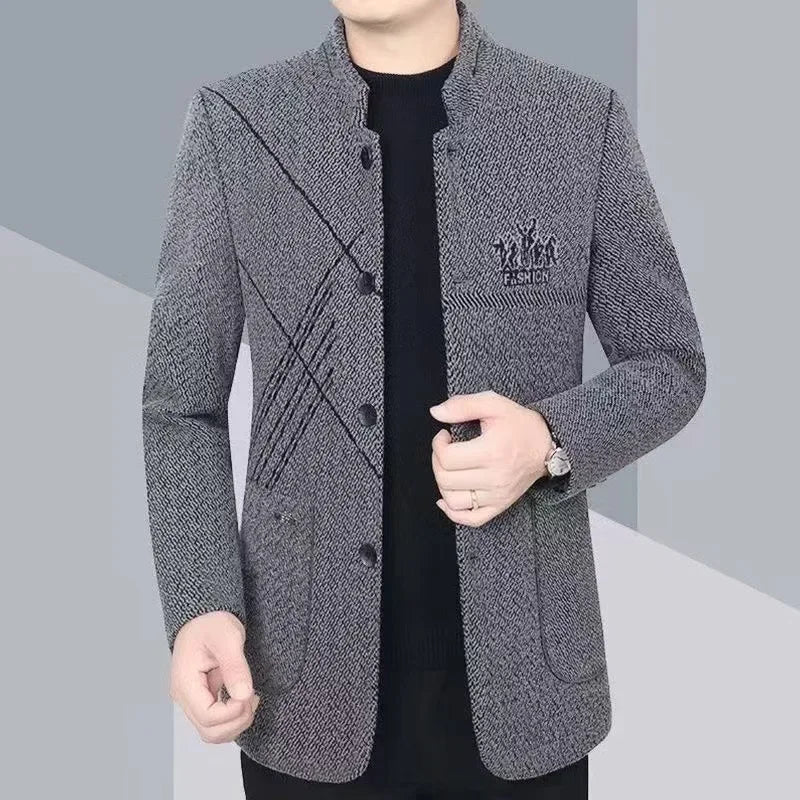 Chaqueta informal de cuello alto para hombre, de primavera, otoño e invierno, de estilo informal, de negocios, modelo fino, adecuada para verano, de origen chino.