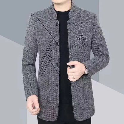 Chaqueta informal de cuello alto para hombre, de primavera, otoño e invierno, de estilo informal, de negocios, modelo fino, adecuada para verano, de origen chino.
