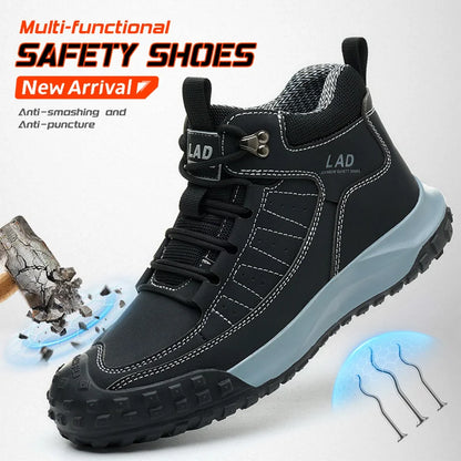 Zapatos de seguridad para hombre, de caña alta, cómodos, con suela blanda, antiimpactos y resistentes a perforaciones, botas de trabajo para obras de construcción.