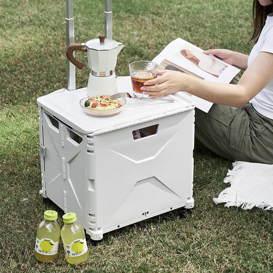 Maleta plegable de cuatro ruedas para exteriores, almacenamiento para acampar, manejo de cargas, caja para automóvil, regalos navideños, compras y comestibles