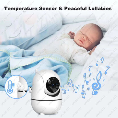 Monitor de bebé con video de 5 pulgadas y cámara PTZ con zoom, cámara de vigilancia con sensor de temperatura y canción de cuna.