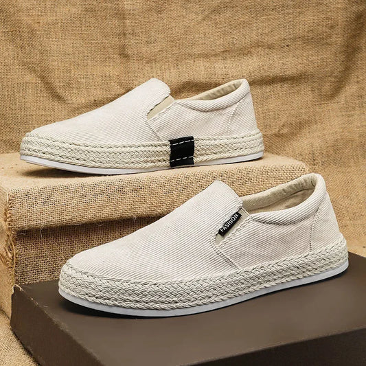 Zapatos de lona para hombre de Beijing, zapatillas informales transpirables sin cordones con punta redonda y suela de goma, calzado de ocio sin cuero para primavera y verano