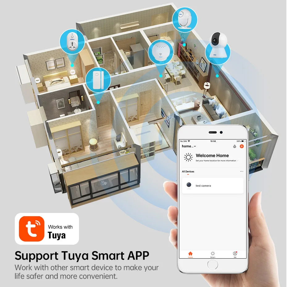 KERUI Mini cámara IP inalámbrica para interiores de 5 MP Tuya Smart WiFi, cámara de vigilancia CCTV de seguridad para el hogar con seguimiento automático Onvif