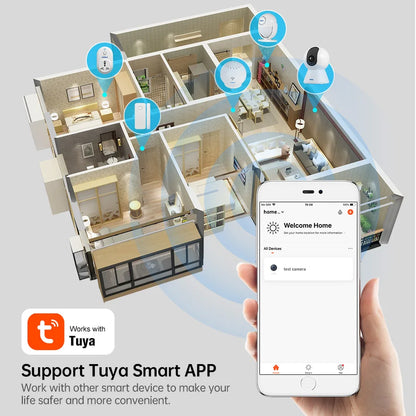 KERUI Mini cámara IP inalámbrica para interiores de 5 MP Tuya Smart WiFi, cámara de vigilancia CCTV de seguridad para el hogar con seguimiento automático Onvif