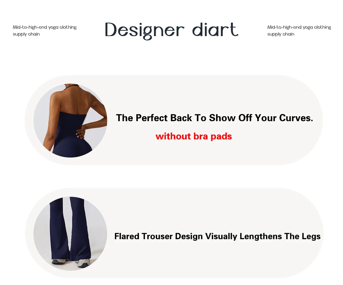 Ctenkevet - Mono de yoga sin mangas para mujer, mono acampanado para gimnasio, ropa deportiva sin espalda y con cuello colgante para mujer