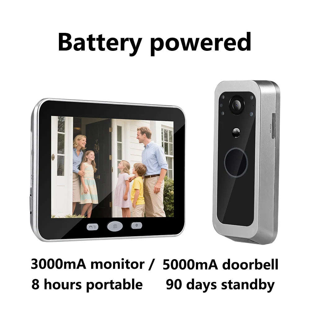 Yuezhe Tuya Smart Life WiFi Video Doorbell PIR Camera 2MP Outdoor Waterproof Wireless Door Security Intercom System 5' Monitor