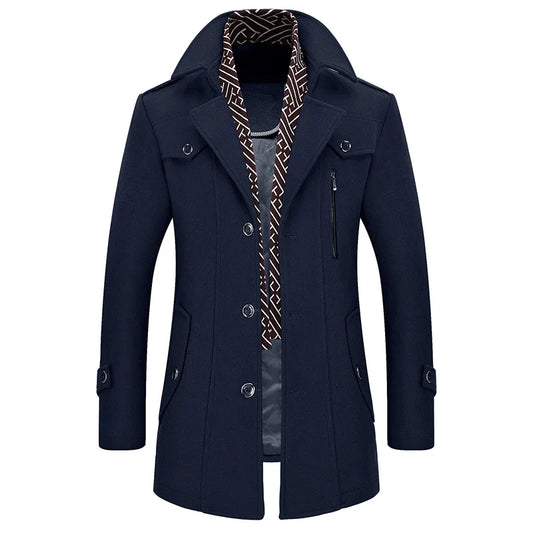 Chaqueta de lana lisa para hombre, estilo cárdigan, corte holgado, manga larga, cuello vuelto, estilo casual, 2025