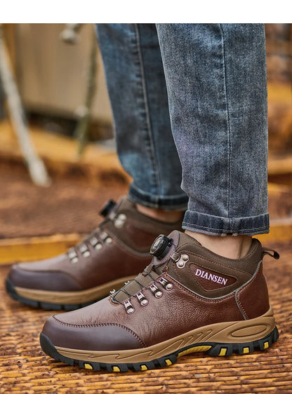 Zapatos de seguridad para hombre con botón giratorio, puntera de acero, zapatillas de trabajo indestructibles, botas de trabajo a prueba de perforaciones, calzado para hombre.