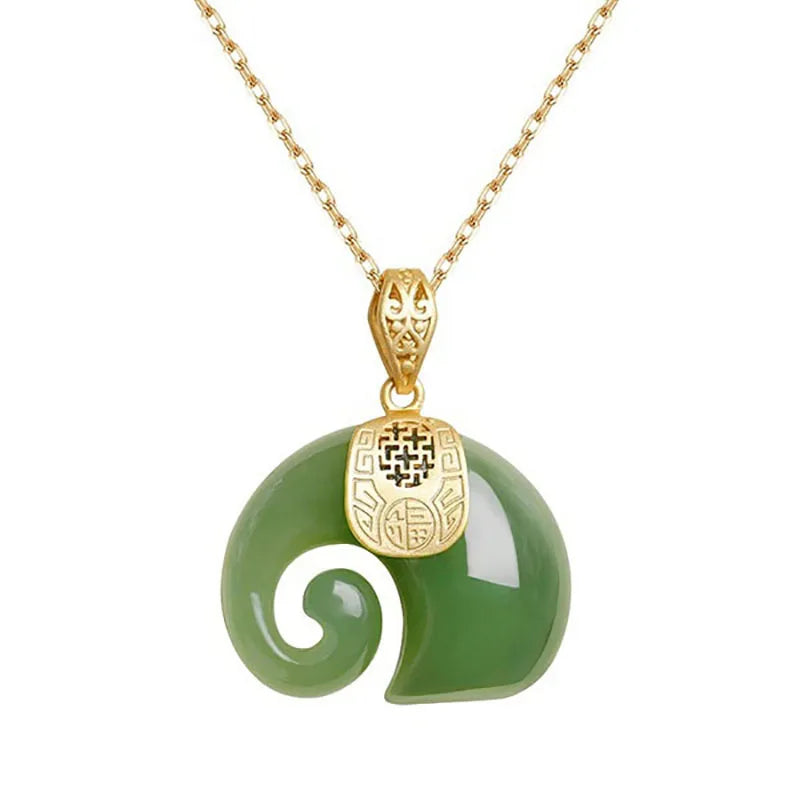 Colgante de elefante de jade hetiano de piedra natural, cadena chapada en oro de 18 quilates, collar, gargantilla, joyería para mujer, cumpleaños y aniversario.
