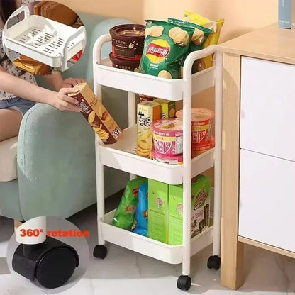 Estante de almacenamiento multicapa para el hogar, con ruedas, para cocina, dormitorio y baño.