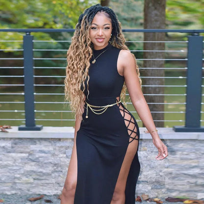 2025 Elegant Black Sleeveless Bandage Sexy Dress for Women Club Party Backless Tank Dresses Skinny Fashion Summer