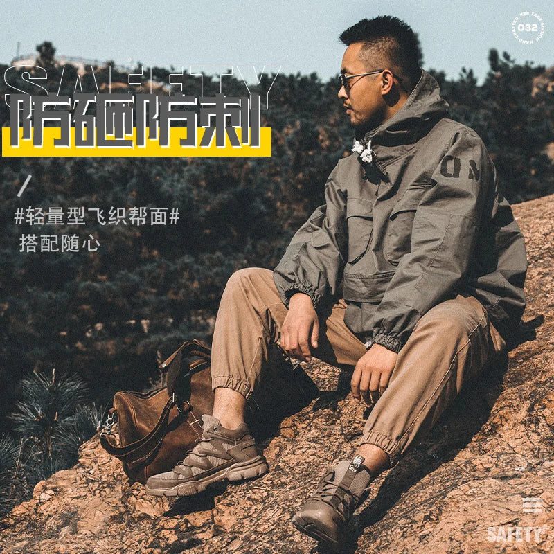 Zapatos de trabajo de seguridad para hombre, ligeros, transpirables, indestructibles, irrompibles, cómodos, con diseño de puntera de plástico.