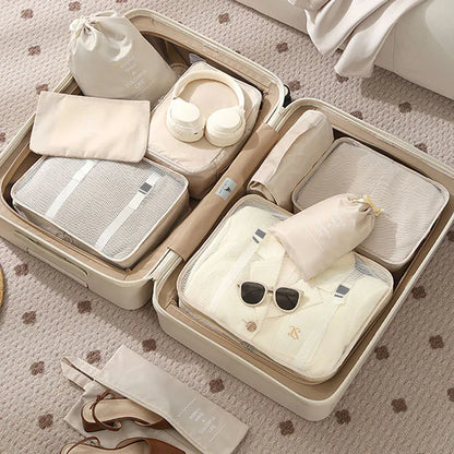 Juego de 11 bolsas organizadoras de viaje plegables, bolsas de almacenamiento, maletas, cubos de embalaje, estuches portátiles para ropa interior, zapatos, artículos de tocador