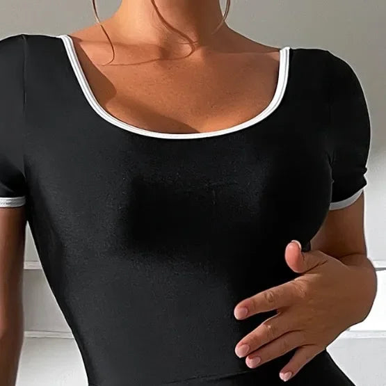 Traje de baño de una pieza para mujer, secado rápido, protector solar, sensación de playa, falda conservadora, cintura continua cruzada
