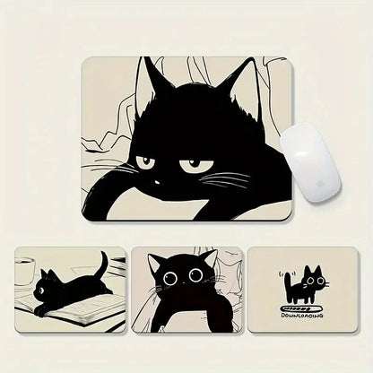Alfombrilla de ratón con diseño de gato negro, pequeña, para oficina, escritorio de ordenador, teclado, alfombrilla grande para ratón, cojín para portátil, alfombrilla antideslizante para escritorio, decoración del hogar