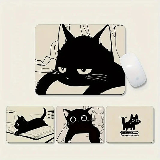 Alfombrilla de ratón con diseño de gato negro, pequeña, para oficina, escritorio de ordenador, teclado, alfombrilla grande para ratón, cojín para portátil, alfombrilla antideslizante para escritorio, decoración del hogar