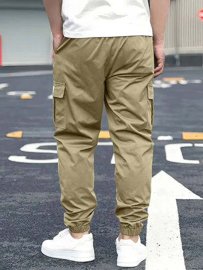 Pantalones cargo para hombre, estilo deportivo, para actividades al aire libre, largos, informales, de otoño, con múltiples bolsillos, resistentes, ideales para el trabajo.