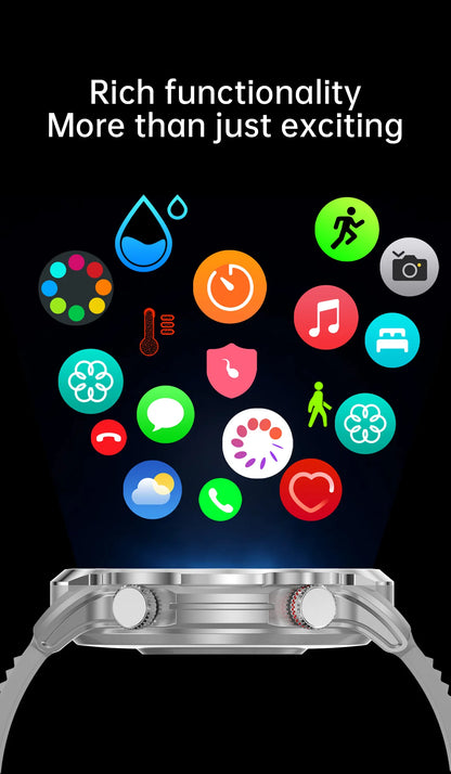 Reloj inteligente LIGE de 1,95 pulgadas con pantalla grande Ultra HD para hombre, llamadas Bluetooth, batería de 500 mAh, para deportes al aire libre y fitness, compatible con Android e iOS.