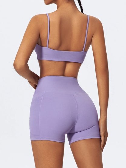 Ctenkevet - Conjunto de dos piezas para mujer, para gimnasio, entrenamiento, sujetador de yoga, pantalones cortos, ropa deportiva, camisola de secado rápido