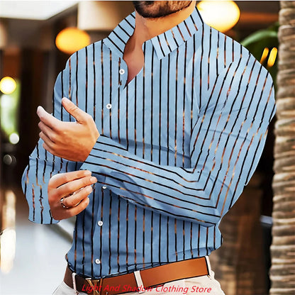 Camisa informal de hombre con estampado de cuadros, abotonada, ideal para vacaciones en Hawái. Manga larga, cuello alto, perfecta para primavera y otoño.