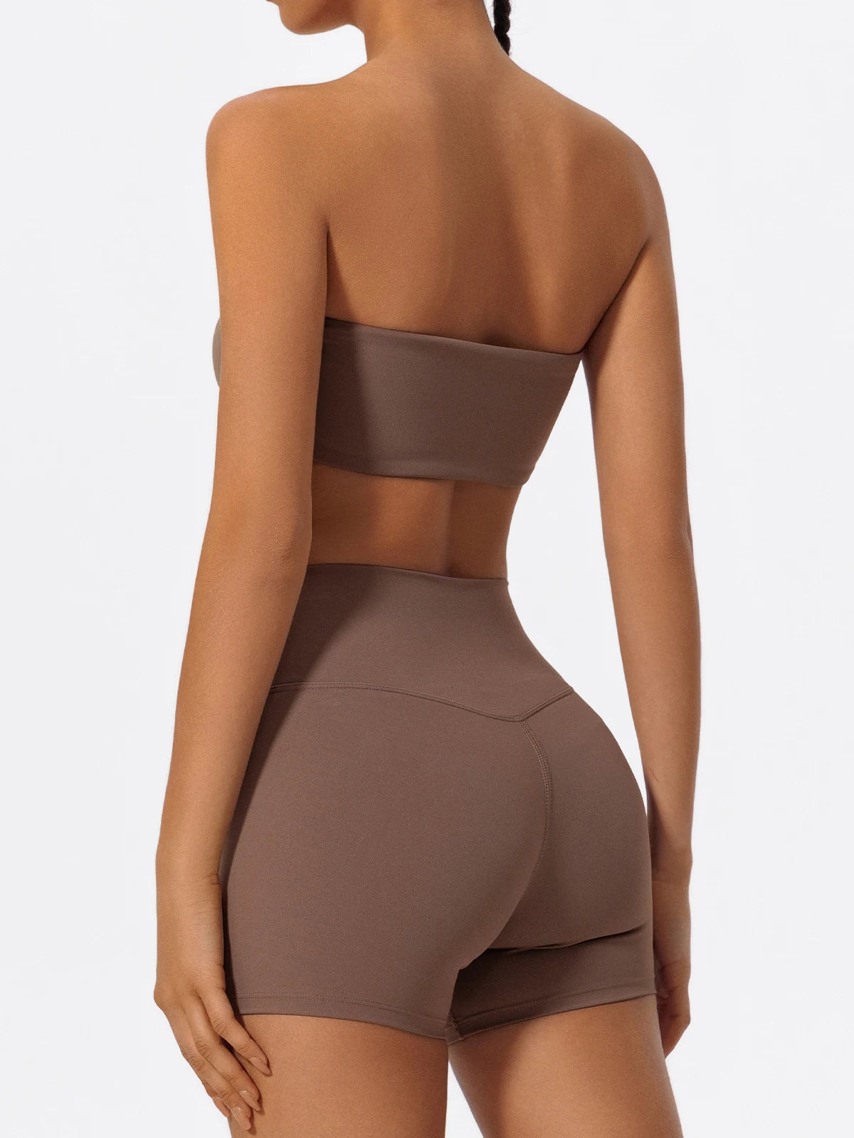 Conjunto deportivo de dos piezas Ctenkevet para mujer: incluye sujetador sin tirantes, top corto y ropa de gimnasio.