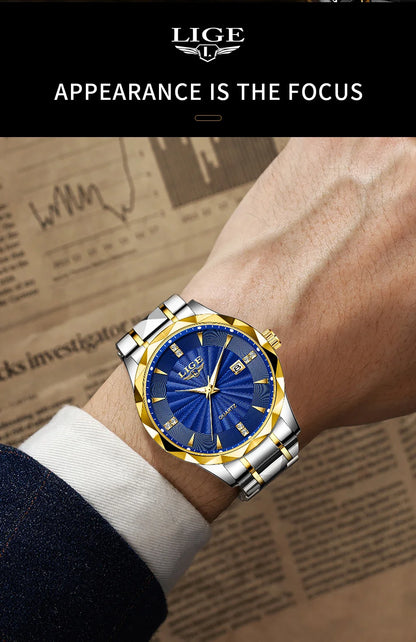 Reloj de lujo LIGE para mujer, moderno, deportivo, para exteriores, luminoso, de cuarzo, con movimiento importado, resistente al agua, de acero inoxidable.