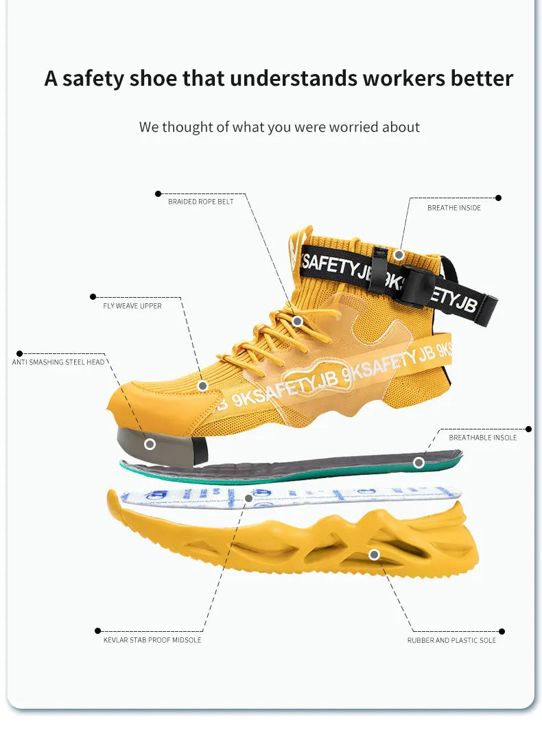 Zapatos de seguridad con puntera de acero para hombre y mujer, botas de trabajo ligeras, transpirables y cómodas, zapatillas de seguridad para la construcción industrial, botas para hombre.