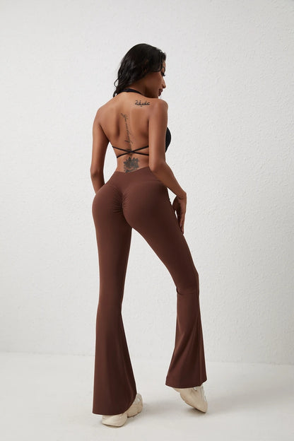 Pantalones de yoga QINACTIV para mujer, tipo flare, acampanados, de cintura alta, para fitness, gimnasio, deportes casuales y elásticos.