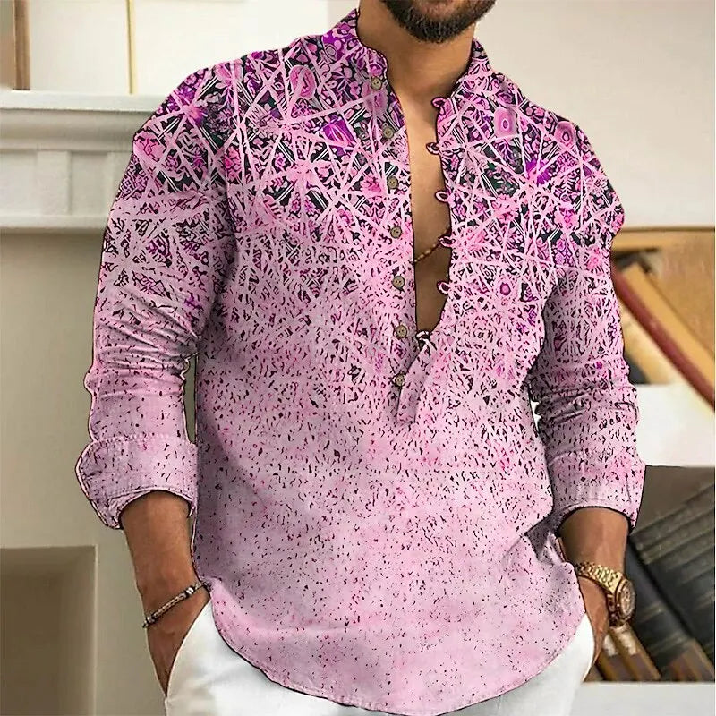 Camisa de lino de manga larga con botones, tela cómoda, tendencia urbana, primavera y otoño para hombre 2025