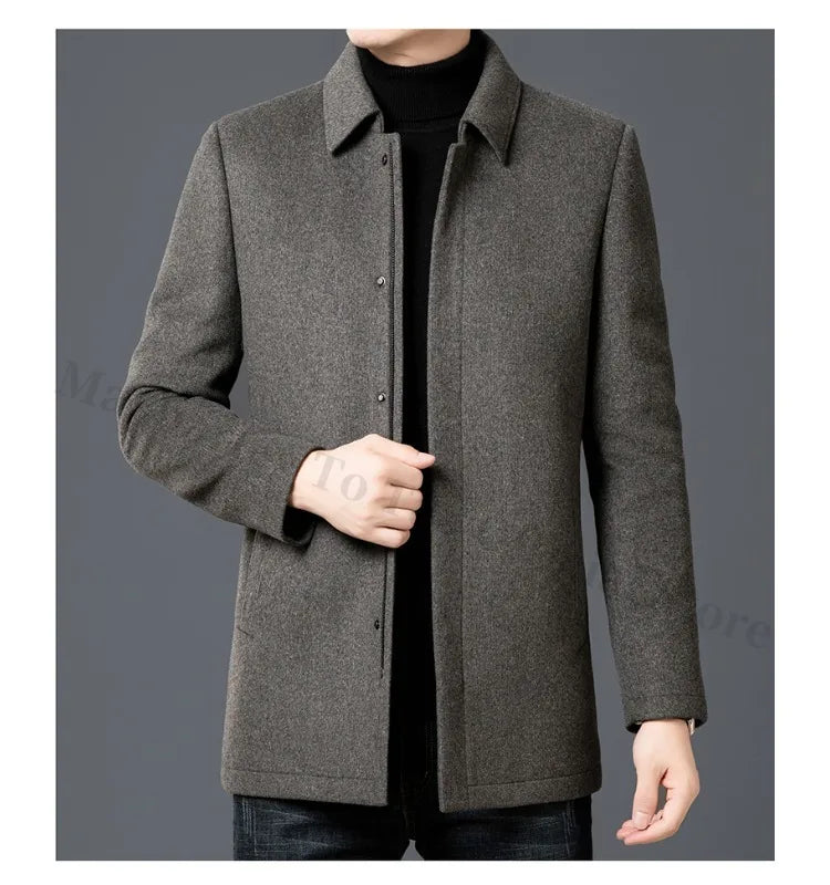 Chaqueta de lana para hombre Maxbarley, estilo moderno, con solapa, ideal para actividades al aire libre, oficina, parka gruesa y cálida, estilo casual y elegante, ligera, perfecta para el invierno.